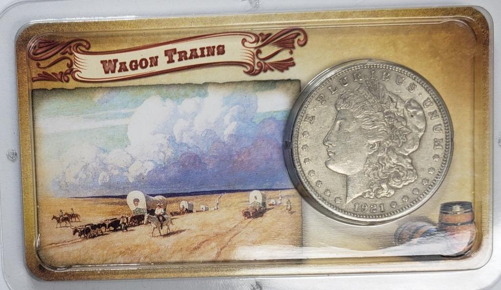 1921 Wagon Trains Morgan Silver Dollar - Littleton (1 of 1)
