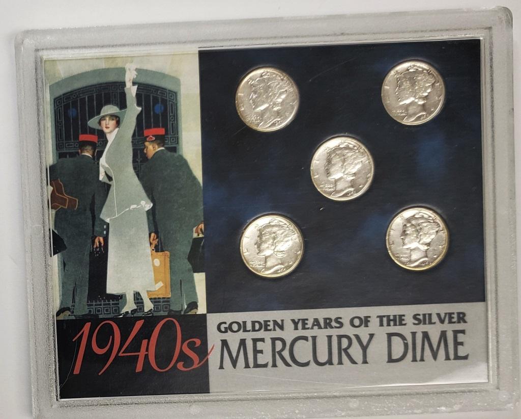 Golden Years Of The Silver Mercury Dime 1940's: IN hard plastic w/coa