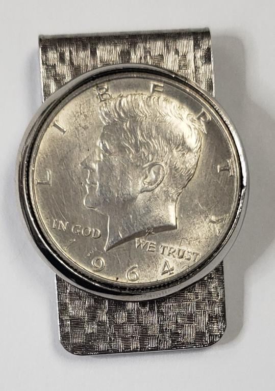 1964 Silver Kennedy Half Dollar Money Clip (1 of 2)