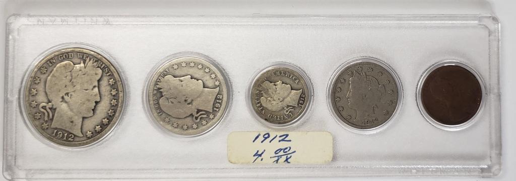1912 Year Set Silver Barber Half, Quarter, Dime (1 of 2)