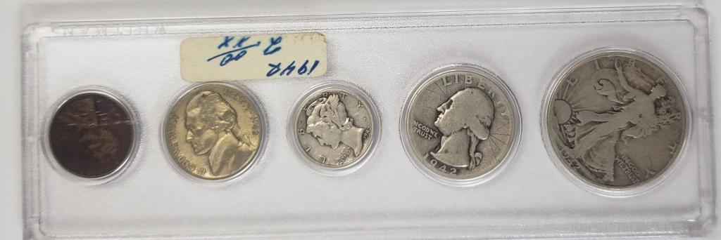 1942 Date Set Silver Half, Quarter, Dime, Nickel (1 of 2)