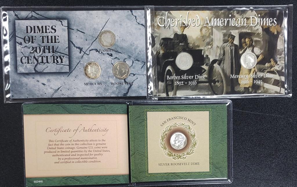 Silver Dime Collections - Barber, Mercury, Rooseve (1 of 2)