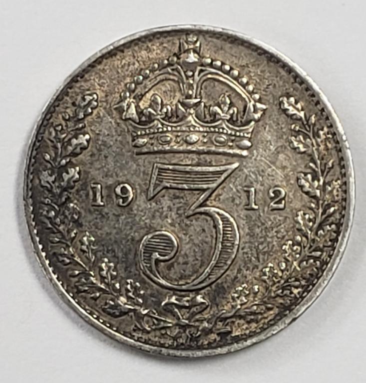 GEORGE V 1912 SILVER 3 PENNY COIN (1 of 2)