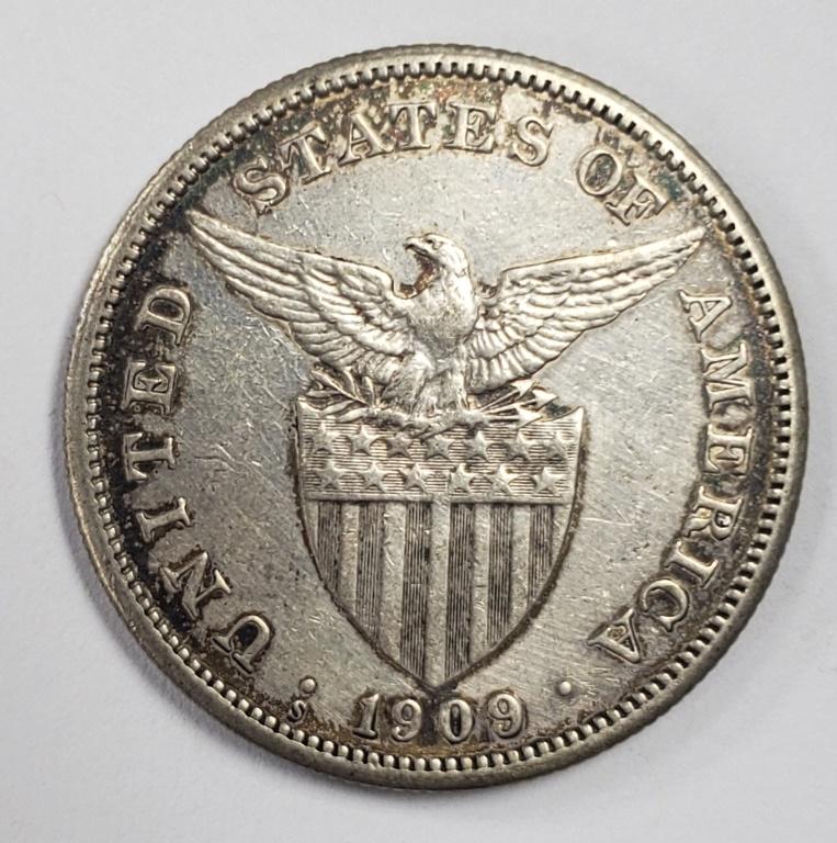 1909-S US Philippines 1 Peso (1 of 2)