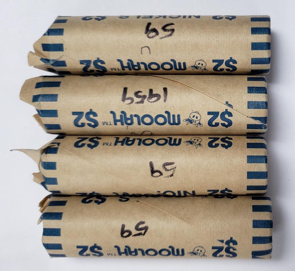 (4) 1959 JEFFERSON NICKEL UNC ROLLS (1 of 2)