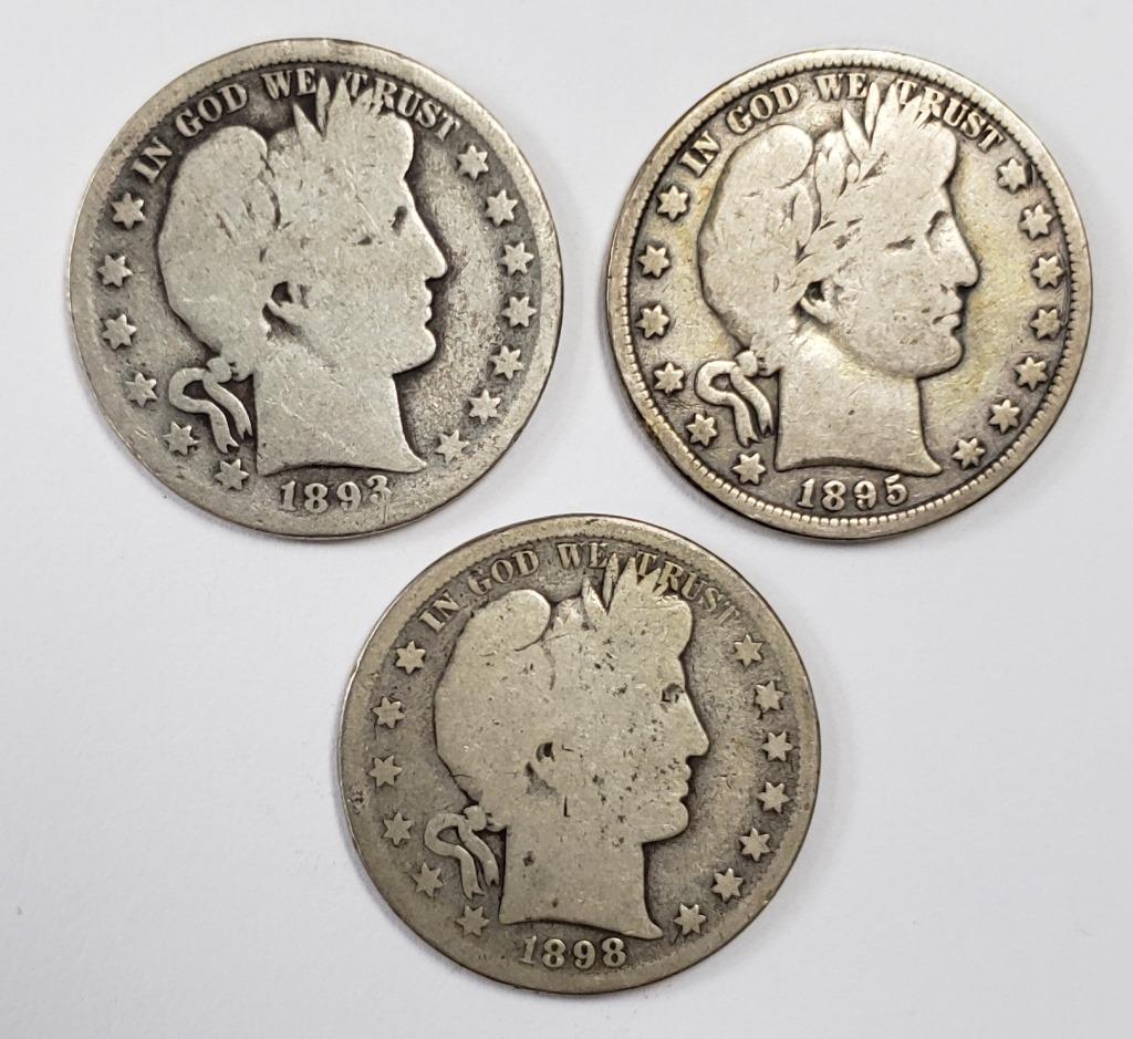(3) DIFF BARBER HALF DOLLARS (1 of 2)