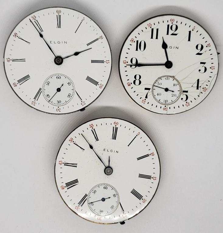 3 ELGIN POCKET WATCH MOVEMENTS (1 of 5)