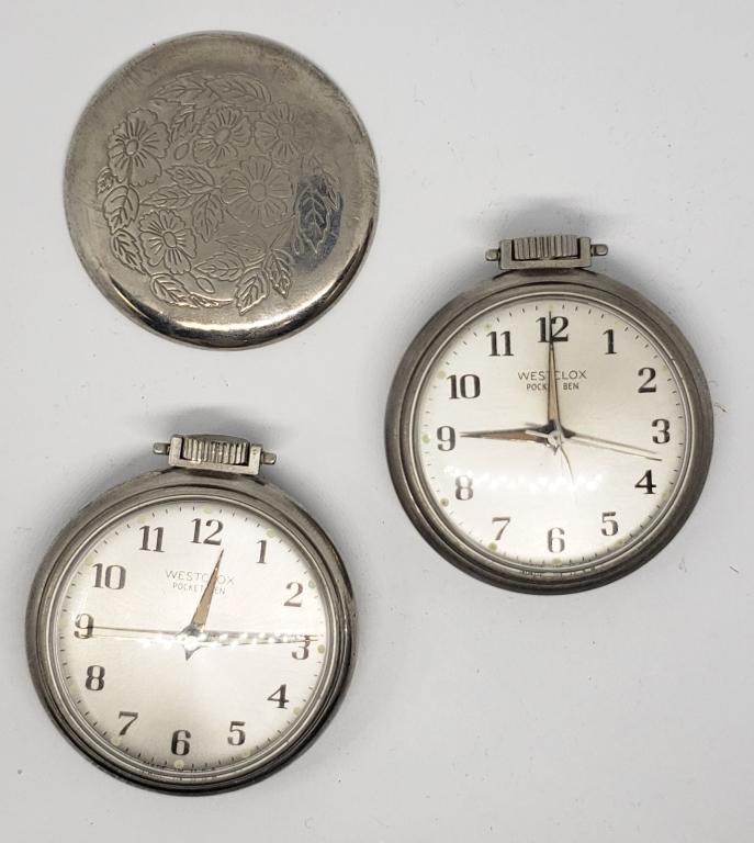 2-WESTCLOX POCKET BEN WATCHES: NICE CONDITION - NOT RUNNING NEEDS WORK