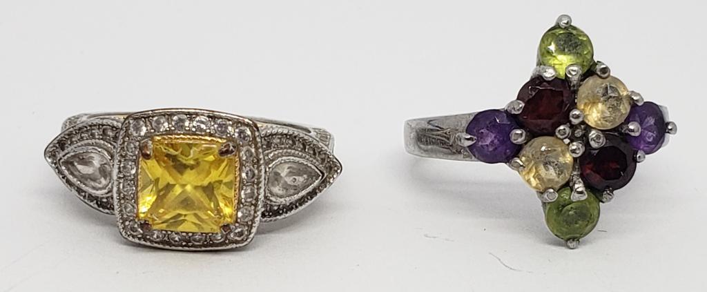 2-SILVER TONED WOMAN'S BLING RINGS (1 of 6)