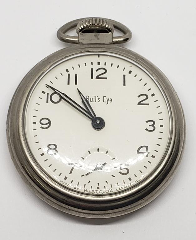 westclox bullseye pocket watch value