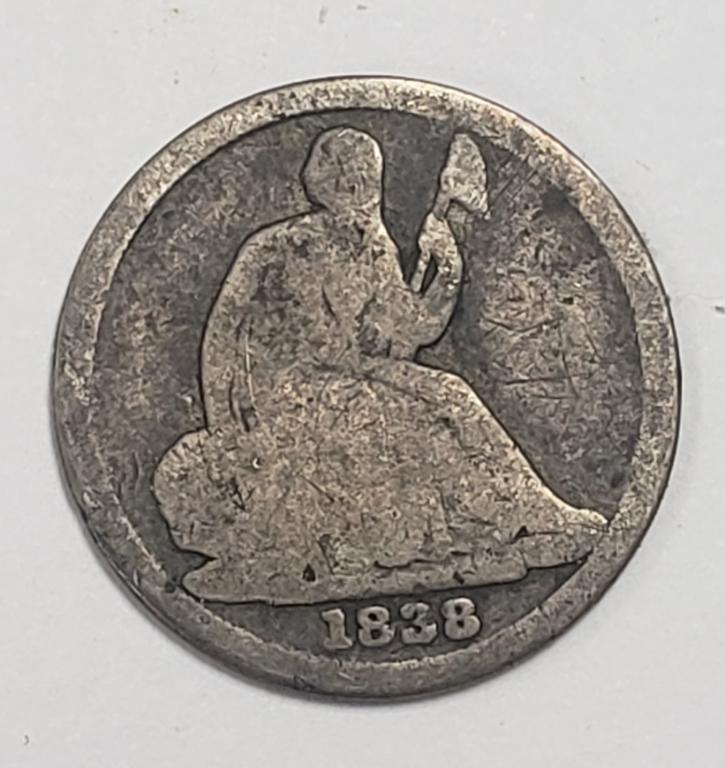 1838-O NO STARS SEATED HALF DIME (1 of 2)