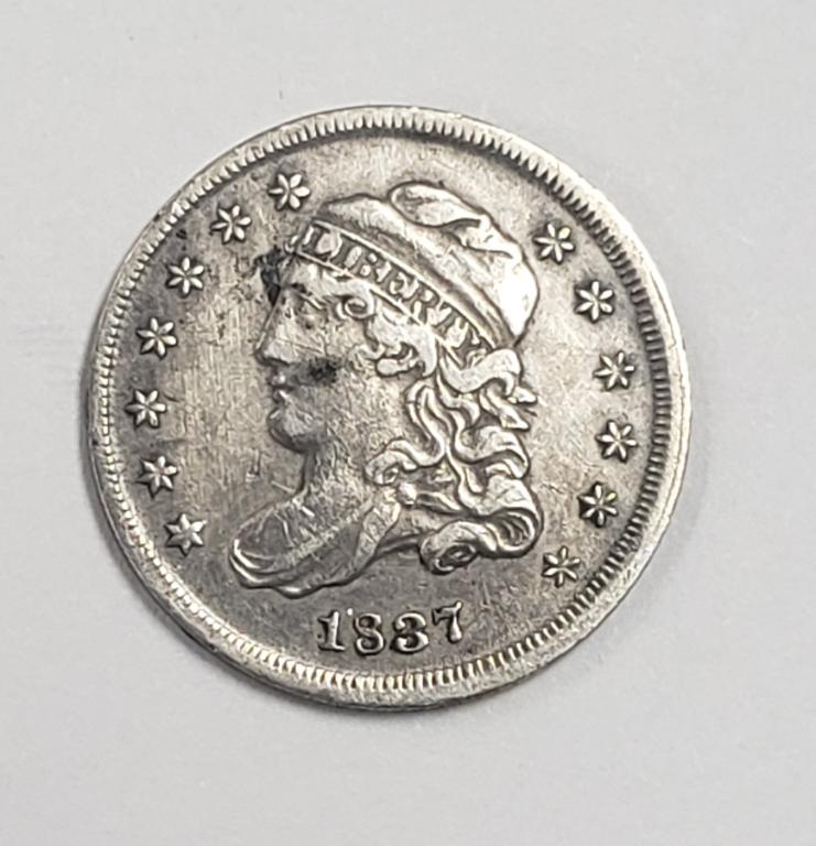 1837 CAPPED BUST HALF DIME FINE+ (1 of 2)