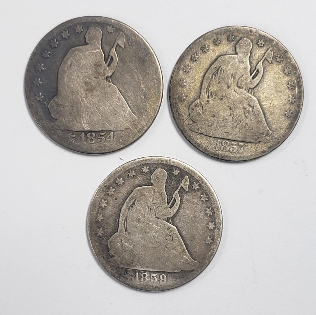1854, 1857, 1859-O SEATED HALF DOLLARS (1 of 2)