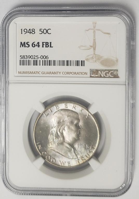 1948-P Franklin Half Dollar 50C NGC MS64 FBL (1 of 8)