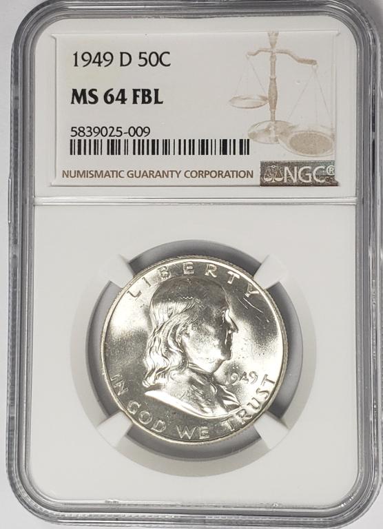 1949-D Franklin Half Dollar 50C NGC MS64 FBL (1 of 4)