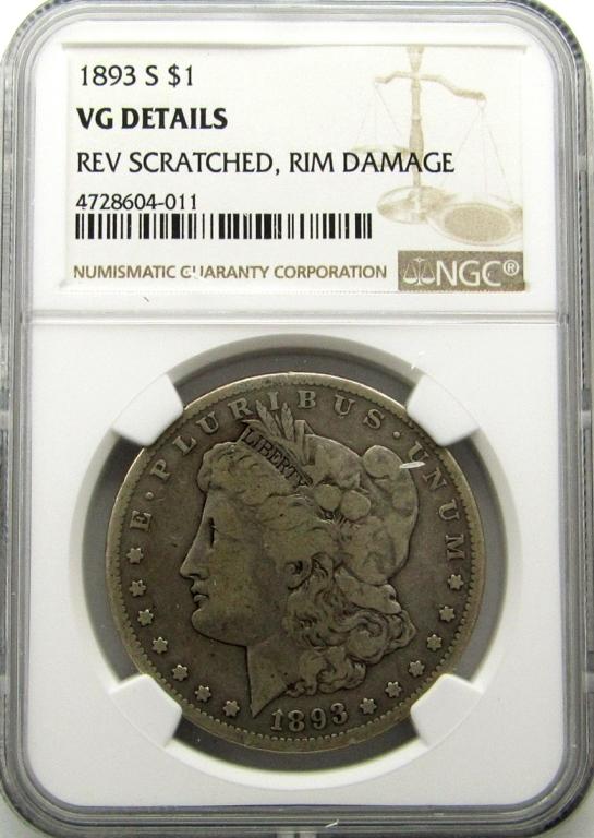 1893-S MORGAN SILVER DOLLAR NGC VG DETAILS (1 of 4)