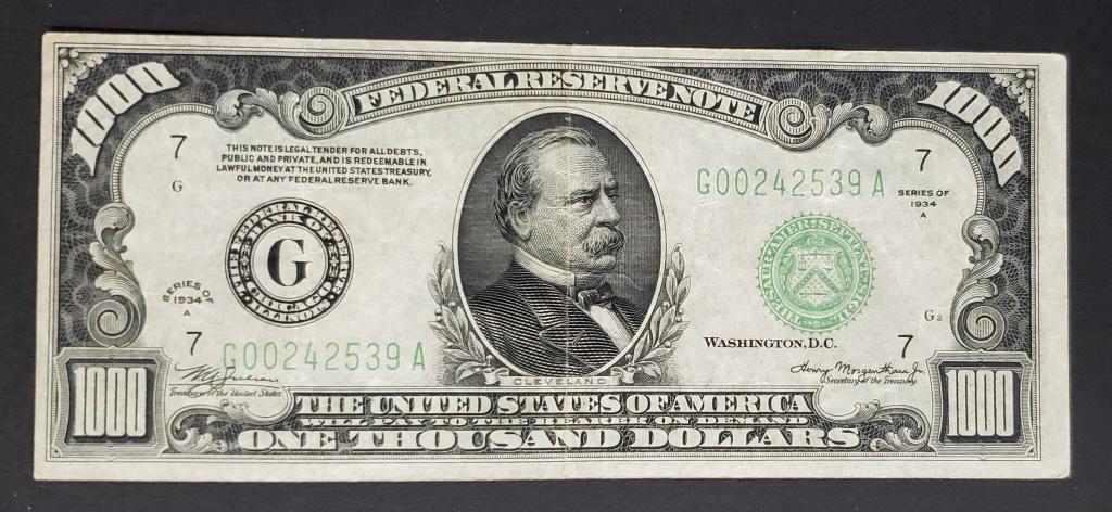 1934 $1000 FEDERAL RESERVE NOTE (1 of 2)