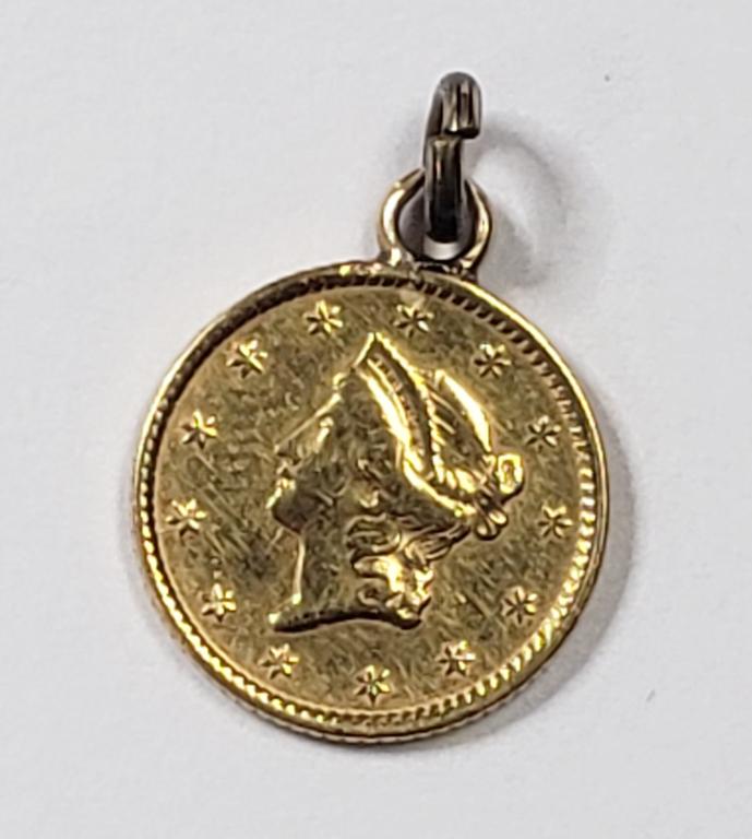 1853 $1 LIBERTY GOLD COIN / PENDANT (1 of 2)