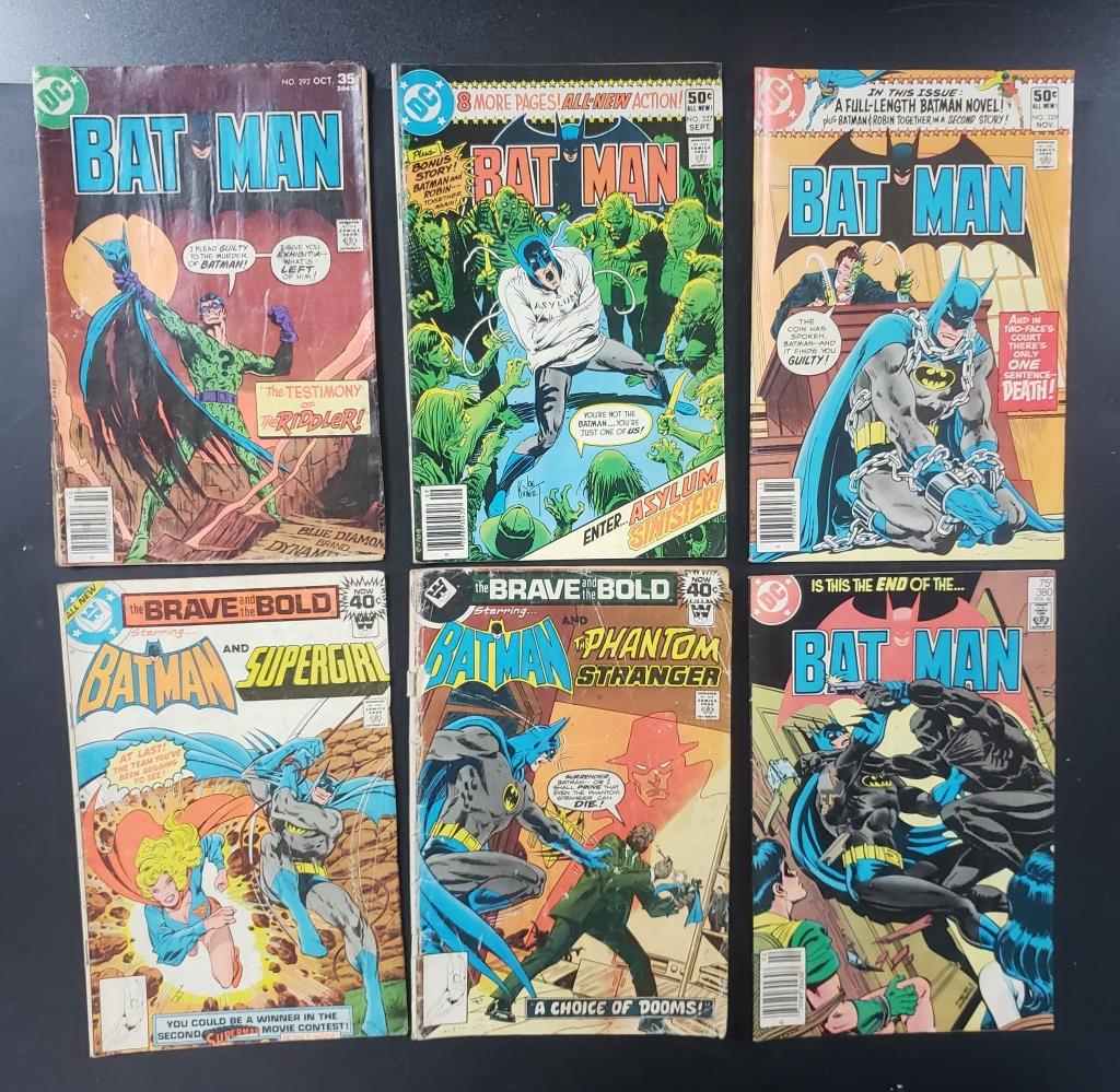 (4) DC BAT MAN COMICS #292,: 327, 329, 380 & (2) BRAVE AND THE BOLD WHITMAN COMICS