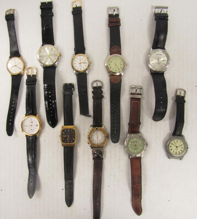 10 MENS QUARTZ WATCHES-SHARP,(2)TIMEX,,SEIKO,GUESS (1 of 6)