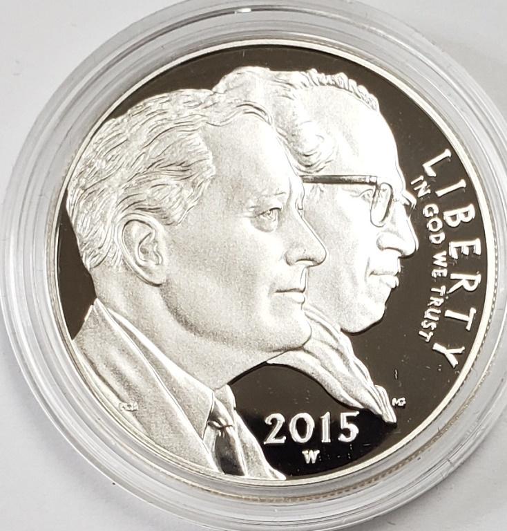 2015 March of Dimes Commemorative Silver Dollar: Proof W/Box & COA