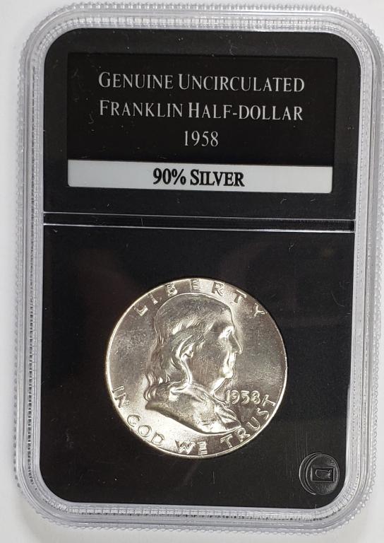 1958 Silver Franklin Half Dollar Genuine UNC PCS (1 of 4)