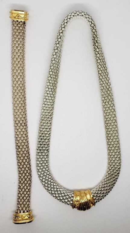 SET! VTG SILVER TONED WOVEN NECKLACE WITH (1 of 4)