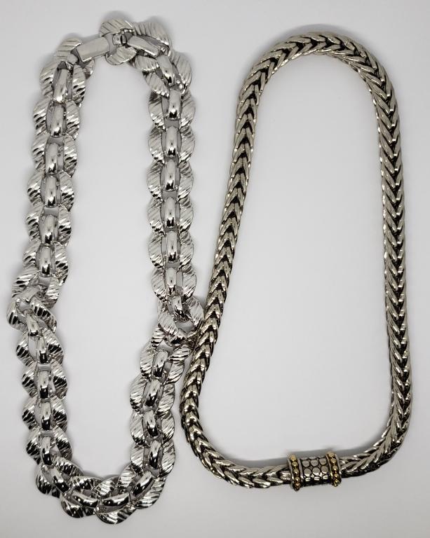 2-VINTAGE SILVER TONED CHUNKY NECKLACES (1 of 5)