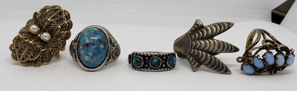 5-FASHION RINGS (1) 14K GE (1)WESTERN GERMANY (1 of 8)