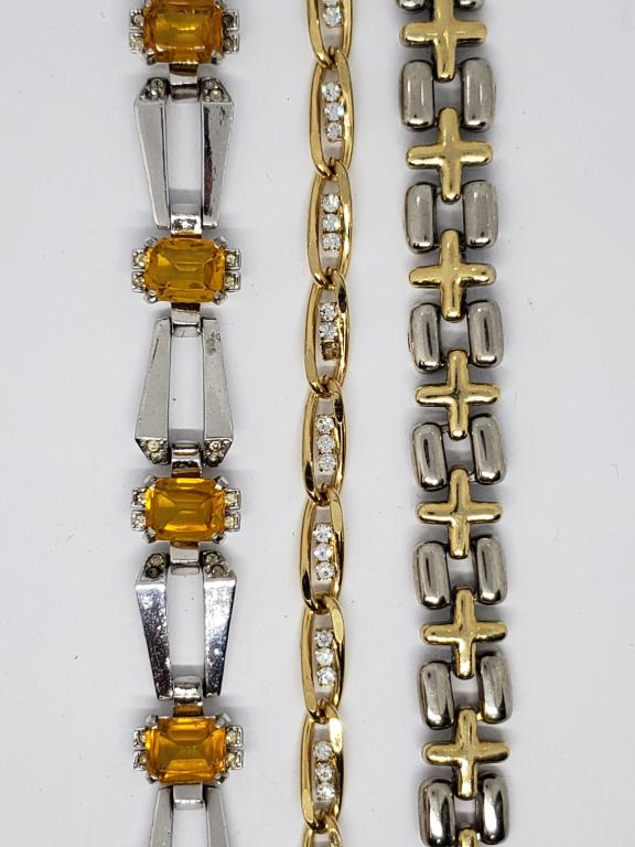 3-VINTAGE PANEL BRACELETS (1)BURNT ORANGE AND (1 of 3)