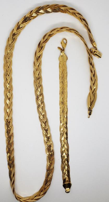 VINTAGE NAPIER 30 INCH BRAIDED STYLE NECKLACE: PLUSE (1)MONET BRAIDED STYLE BRACELET