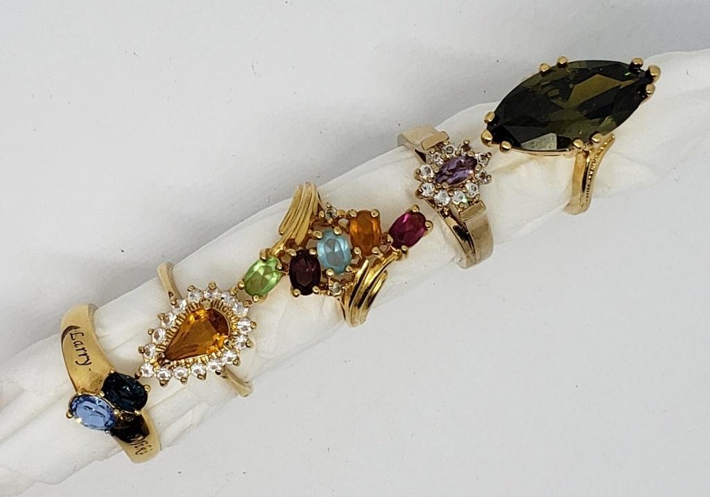 5-GOLD TONED BLING FASHION RINGS-LOOK NEW! (1 of 7)