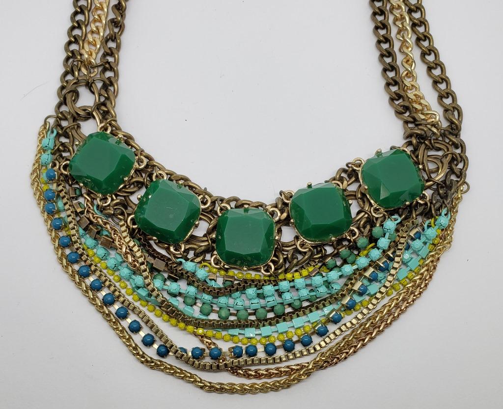 CHUNKY MULTI LAYERED LINKED GOLD TONED NECKLACE (1 of 3)