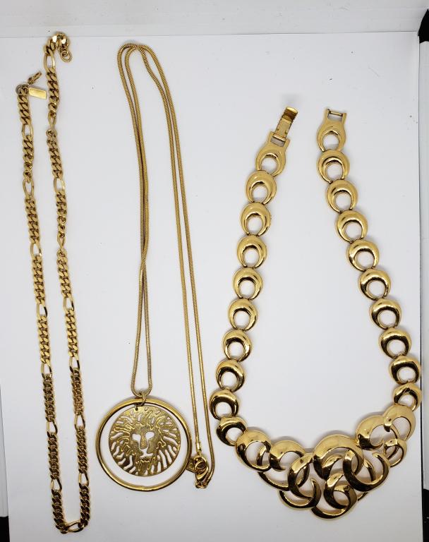 3-VINTAGE DESIGNER GOLD TONED NECKLACES (1 of 5)