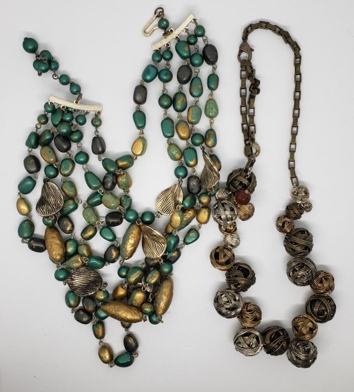2-VINTAGE NECKLACES: (1)JAPAN MULTI LAYERED (1 of 3)