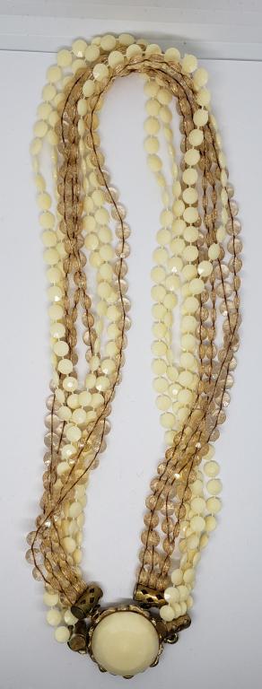 VINTAGE MULTI STRANDED GODL TONED BEADED (1 of 3)