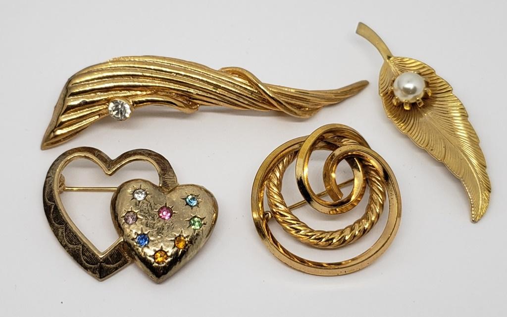 2-VTG GOLD TONED BROOCHES: (1)MAYU WITH (1 of 4)