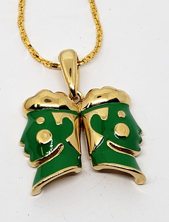 BOB MACKIE GEMINI GREEN ENAMEL PENDANT (1 of 6)