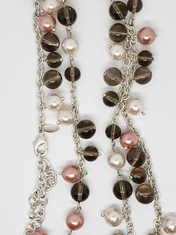 VTG JOAN RIVERS SILVER TONED LONG PINK AND (1 of 4)