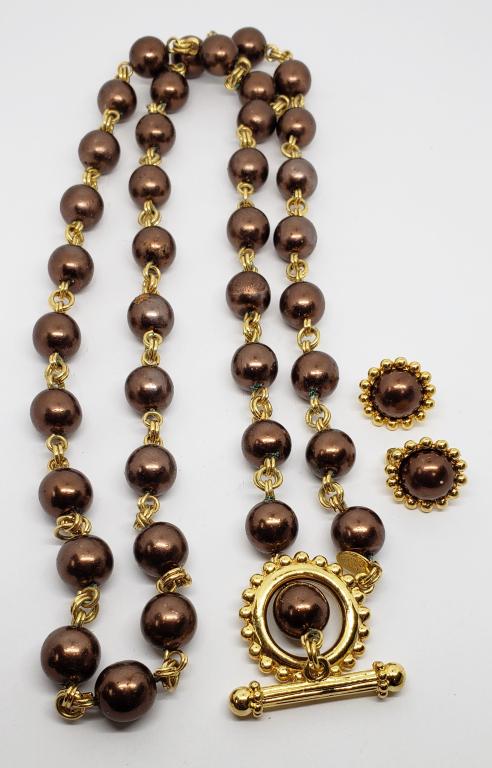 SET! VTG JOAN RIVERS BROWN BEADED NECKLACE (1 of 5)