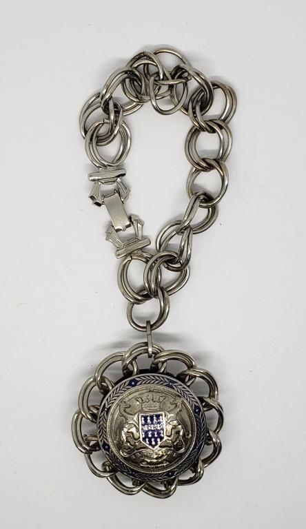 VINTAGE SILVER TONED LINKED BRACELET WITH (1 of 3)