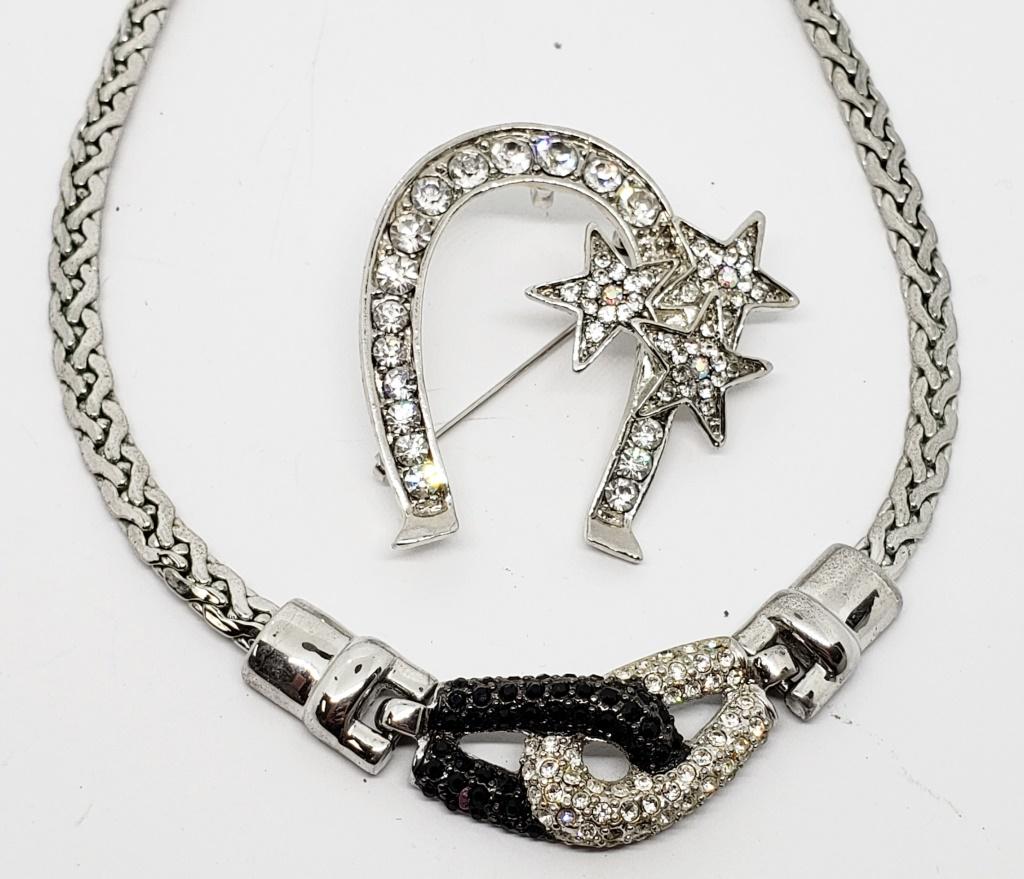 SILVER TONED BLACK AND CLEAR RHINESTONE (1 of 3)