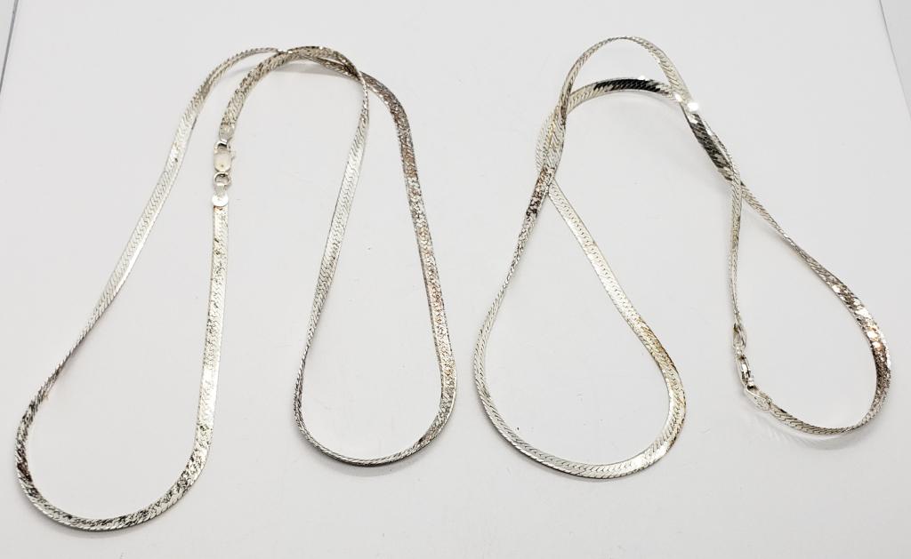 (2) STERLING HERRINGBONE NECKLACES (1 of 1)