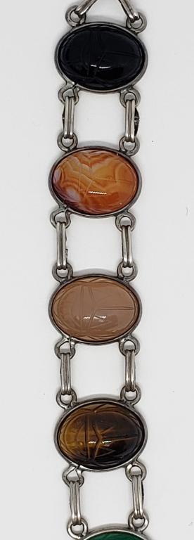 STERLING BEETLE BRACELET 7" LONG (1 of 4)