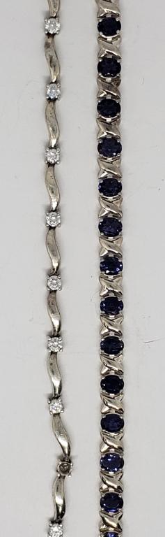 PURPLE STONE STERLING BRACELET 7 1/2" (1 of 5)