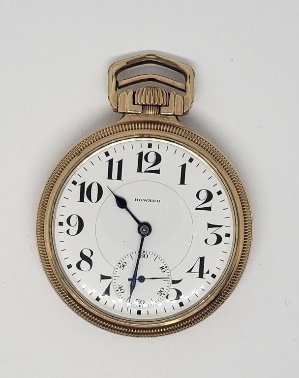 HOWARD 16 SIZE RAILROAD POCKET WATCH (1 of 6)