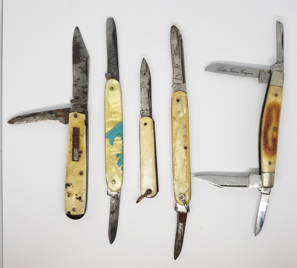 (5) YELLOW HANDLE POCKET KNIVES (1 of 3)