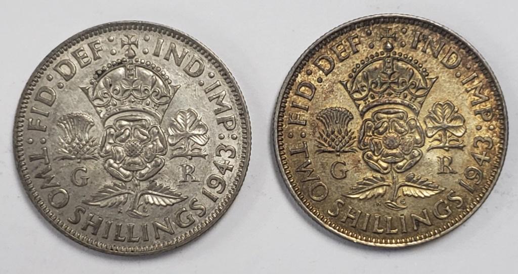 (2) 1943 GREAT BRITAIN 2 SHILLING (1 of 2)