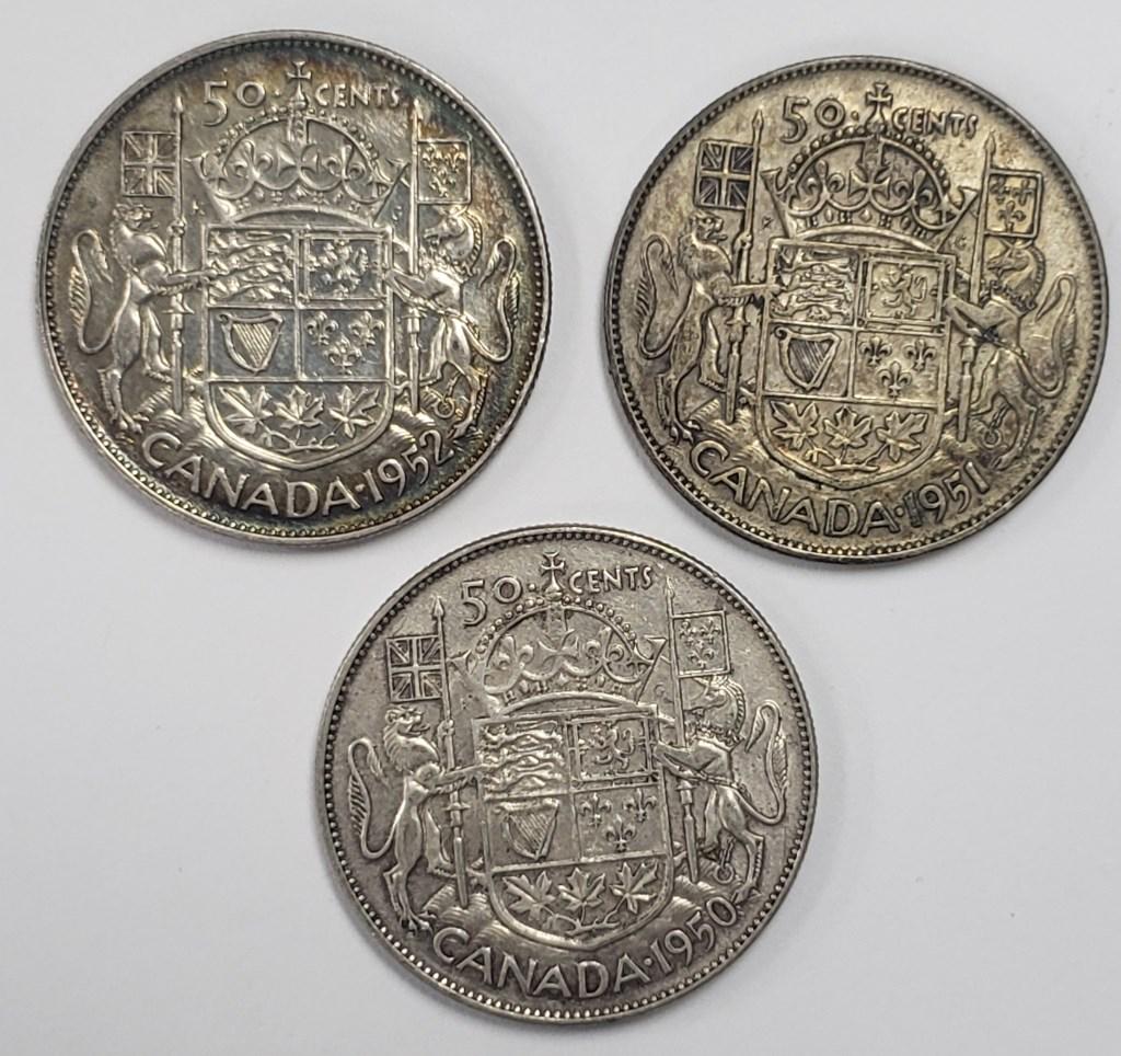 1950, 1951, 1952 CANADA 50 CENTS (1 of 2)