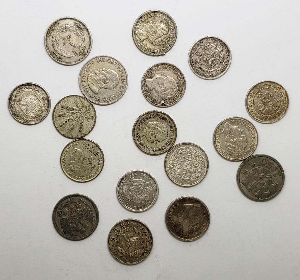17 FOREIGN SILVER COINS - MIXED DATES (1 of 2)